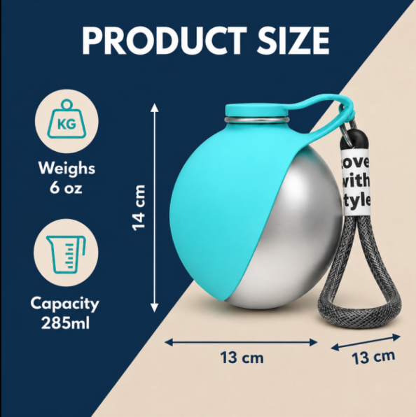 2-In-1 Portable Dog Water Bottle for Small Dogs - Leak-Proof & Compact Dog Travel Water Bottle -Stainless Steel Bottle & Silicon