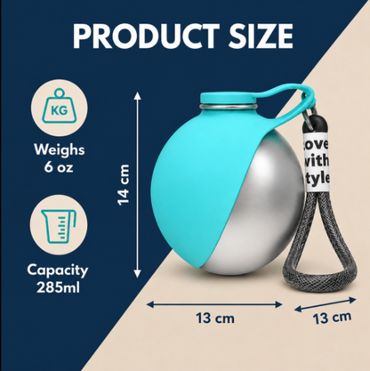 2-In-1 Portable Dog Water Bottle for Small Dogs - Leak-Proof & Compact Dog Travel Water Bottle -Stainless Steel Bottle & Silicon