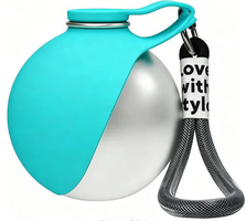 2-in-1 Portable Dog Water Bottle with Foldable Bowl – 10oz Stainless Steel, Leak-Proof Travel Water Dispenser for Walking, Hiking & Camping